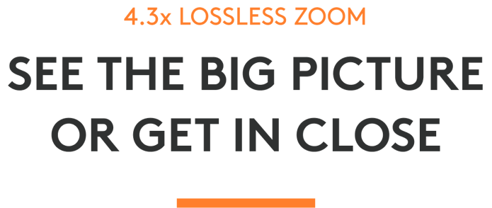 4.3x lossless zoom — see the big picture or get in close