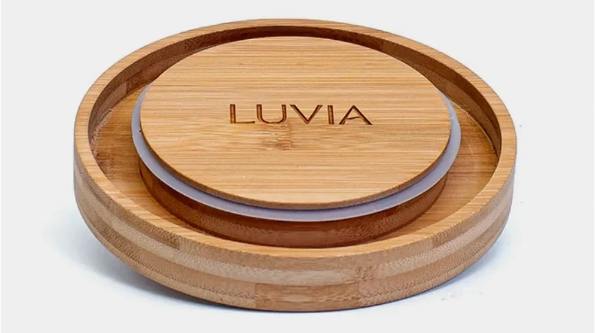 The round bamboo Luvia lid photographed from above.