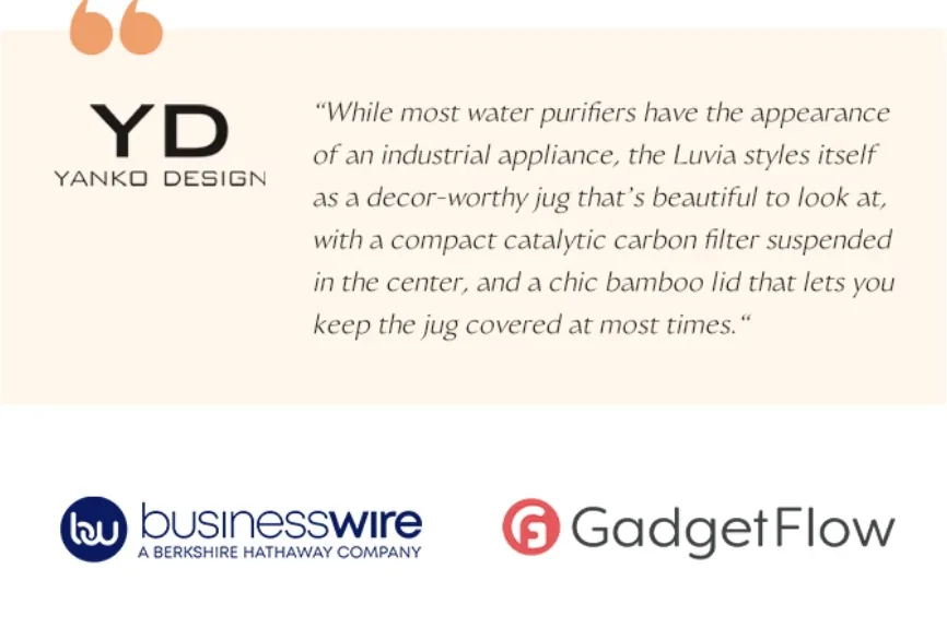 Yanko Design pull quote with Businesswire and GadgetFlow logos.
