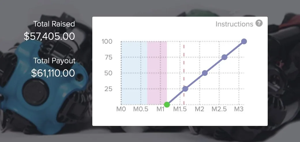 Total raised and total payout with chart